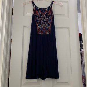 Navy blue patterned romper